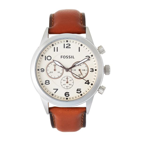 NEW FOSSIL TRIPLE CHRONO BEIGE DIAL MSRP $275 42MM