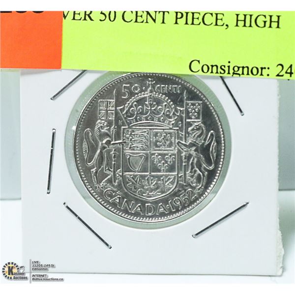 1952 SILVER 50 CENT PIECE