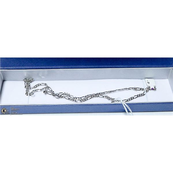 NEW. NECKLACE 4MM WIDE SILVER 18 INCHES. 9.4