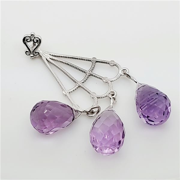 15) 14 KARAT WHITE GOLD AMETHYST PENDANT
