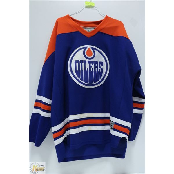 OILERS JERSEY NHL ORANGE & BLUE ADULT LARGE/XL