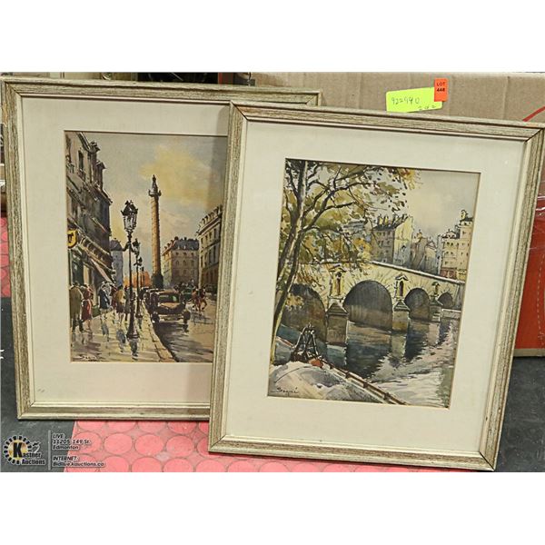 2 PRINTS OF STREETS IN PARIS BY   '' SEGUIC ''