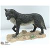 Image 1 : HAND CRAFTED AND PAINTED WOLF FIGURINE,BEADED EYES