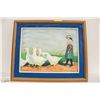 Image 1 : ORIGINAL SIGNED PAINTING OF GIRL AND GEESE 24 X 20