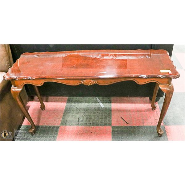 CHERRY WOOD CORNER END TABLE, 26 X 48 X 16