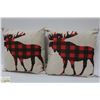 Image 1 : 2 DECORATIVE PLAID MOOSE PILLOWS