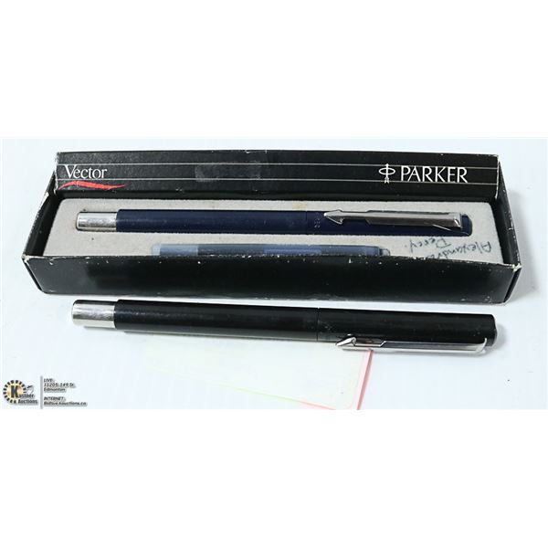 VINTAGE PARKER VECTOR BLACK/BLUE FOUNTAIN PEN