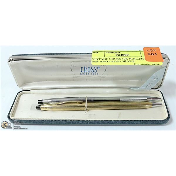 VINTAGE CROSS 10K ROLLED GOLD PEN AND CROSS SILVER
