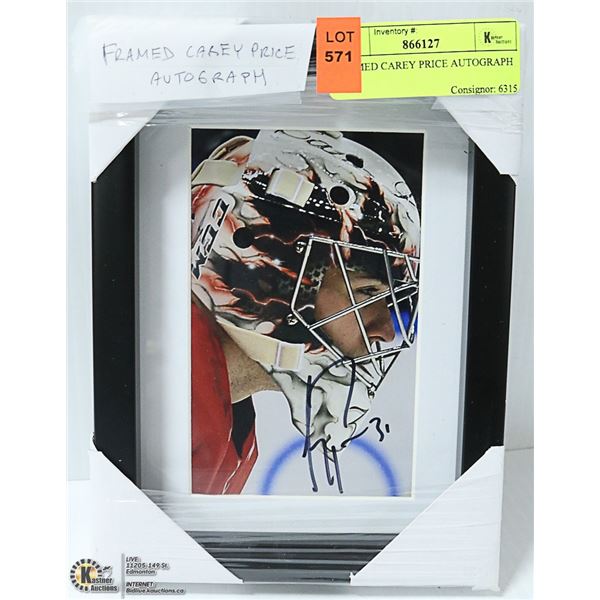 FRAMED CAREY PRICE AUTOGRAPH