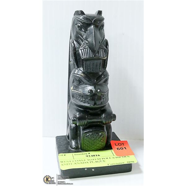 WEST COAST TOTEM POLE 6 INCHES AND CANADA PLAQUE