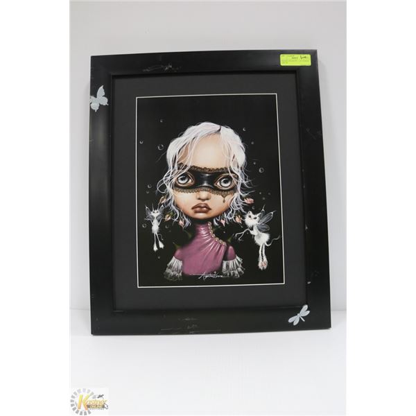 FRAMED FIGURATIVE ART MASKED GIRL BY