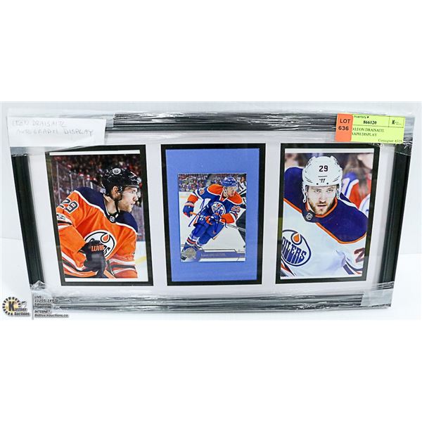 FRAMED LEON DRAISAITL AUTOGRAPH DISPLAY, 15 X 8