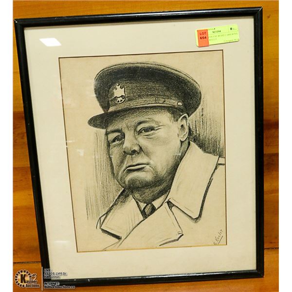 SIR WINSTON CHURCHILL DRAWING SIGNED R KELLY