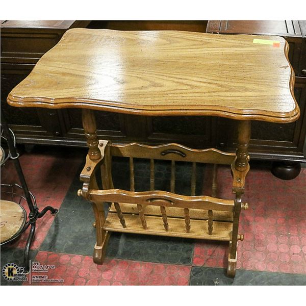 VINTAGE MAPLE SIDE/MAGAZINE TABLE- 24"L X 14"W X