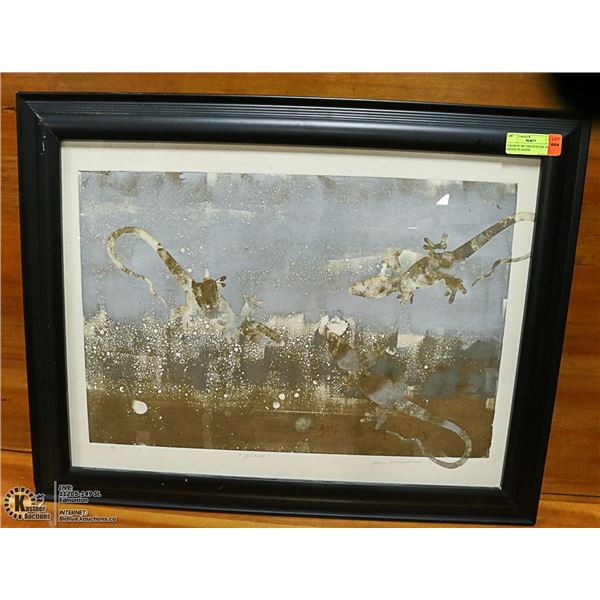 "GECKOS" BY JAN DUNCAN, MIXED MEDIA ON PAPER
