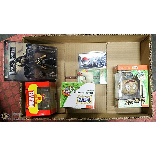 BOX OF FIGURES AND COLLECTIBLES IRON MAN,STAR WARS