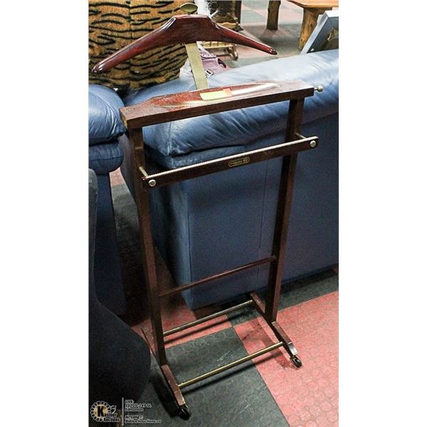 ANTIQUE WOOD COAT RACK ON CASTORS