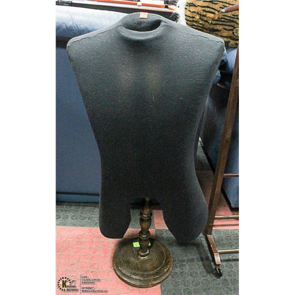 ANTIQUE MANNEQUIN ON WOOD PEDESTAL