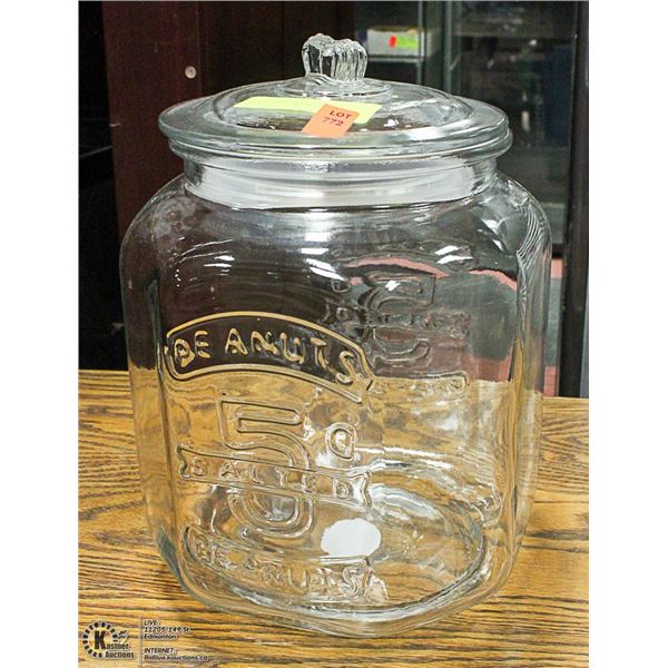LARGE GLASS TRADITIONAL STORE DISPLAY PEANUT JAR