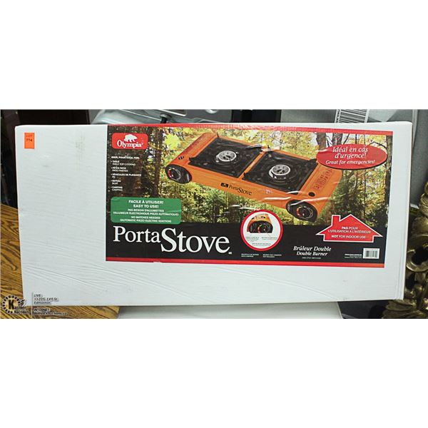 NEW OLYMPIA DOUBLE DELUXE PORTA-STOVE W/ CAN OF