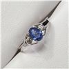 Image 2 : 10 KARAT WHITE GOLD SAPPHIRE AND DIAMOND RING