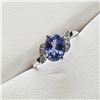 Image 2 : 30) 10 KARAT WHITE GOLD TANZANITE AND DIAMOND RING