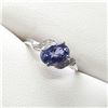 Image 3 : 30) 10 KARAT WHITE GOLD TANZANITE AND DIAMOND RING