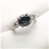 Image 2 : 24) 10 KARAT WHITE GOLD BLUE DIAMOND RING.