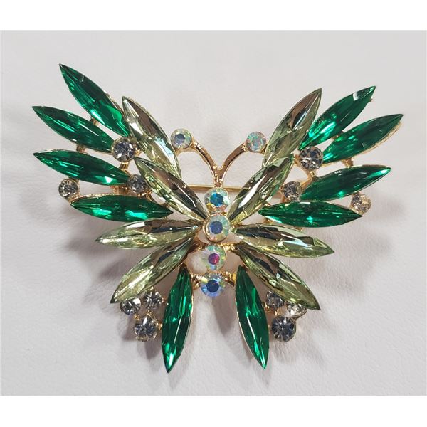 MARQUIS CUT RHINESTONE BUTTERFLY BROOCH