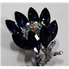 Image 2 : RHINESTONE FLOWER BROOCH WITH LARGE MARQUIS CUT