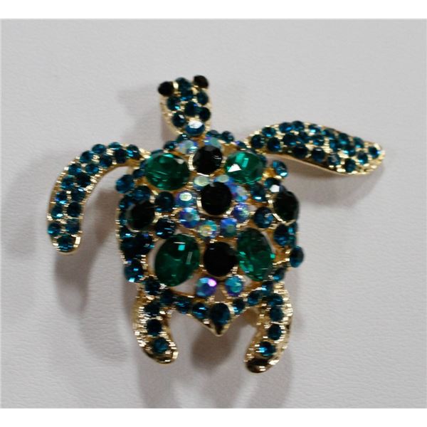 TURTLE RHINESTONE BROOCH