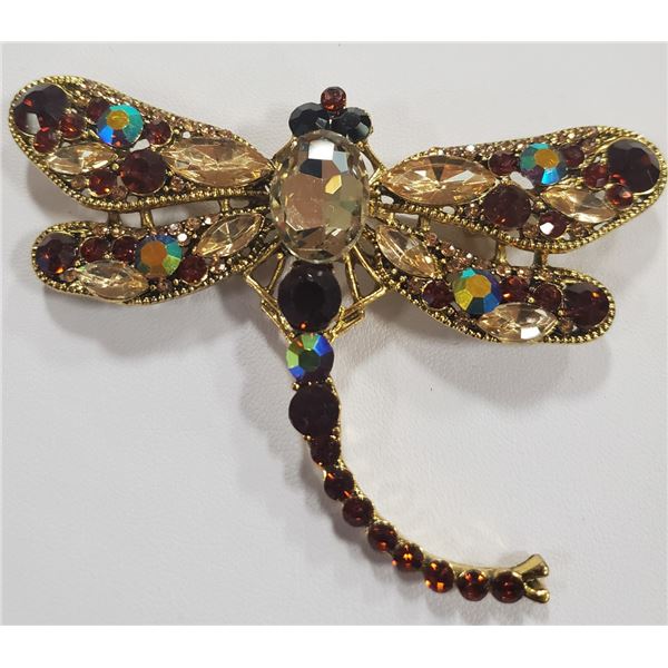 RHINESTONE DRAGONFLY BROOCH