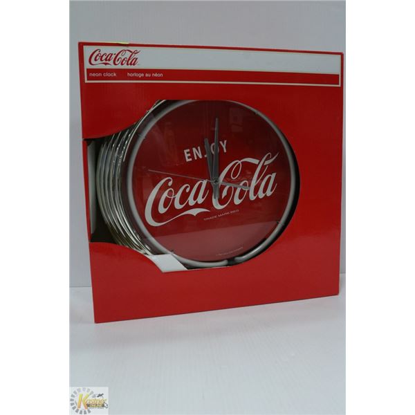 NEON COCA COLA CLOCK, 16" DIAMETER