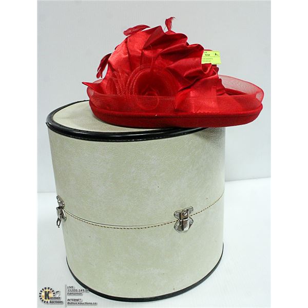 VINTAGE HAT BOX WITH TEMPATION RED HAT