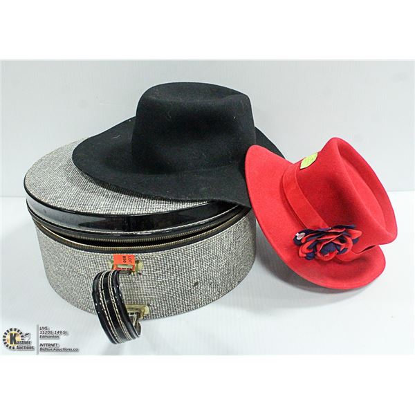 VINTAGE GREY HAT BOX WITH DOESKIN HAT