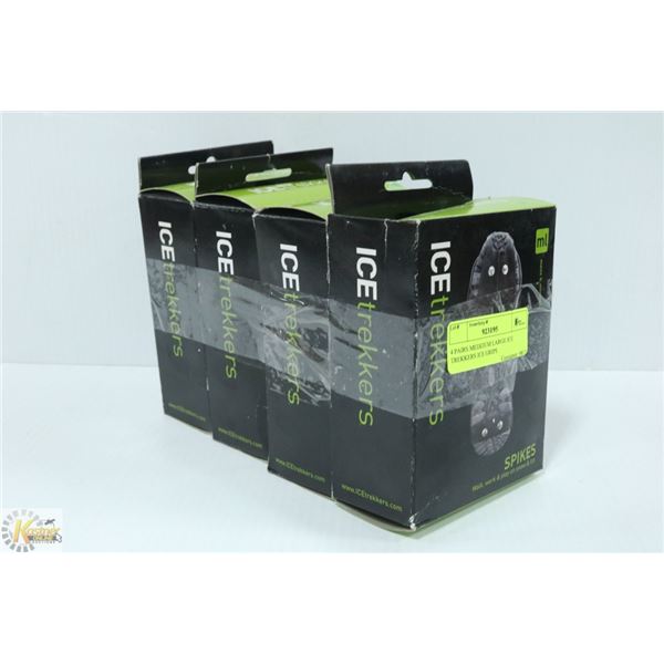 4 PAIRS MEDIUM LARGE ICE TREKKERS ICE GRIPS