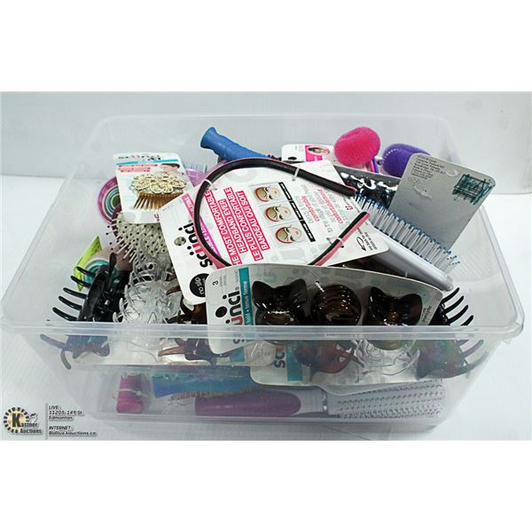 CASE OF NEW SCUNCI BRAND NAME HAIR PRODUCTS