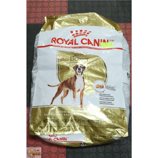 ROYAL CANIN DOG FOOD, 30 LBS, BOXER,  BB. MAY