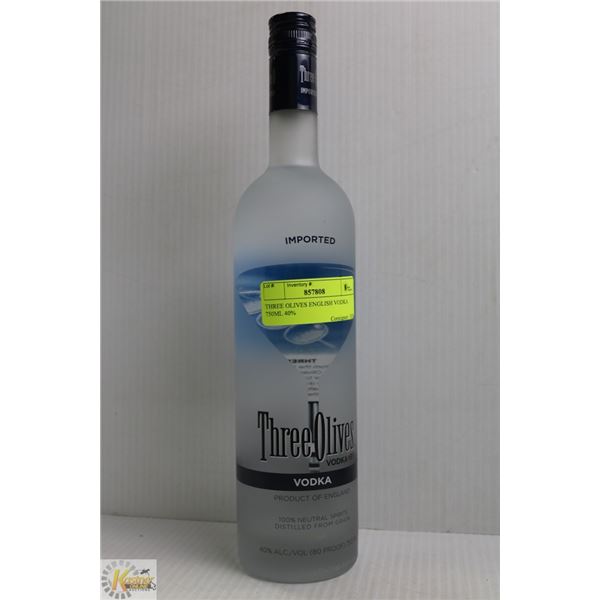 THREE OLIVES ENGLISH VODKA 750ML 40%