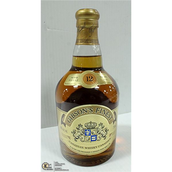 GIBSONS FINEST 12 YEAR CANADIAN WHISKY 750ML 40%