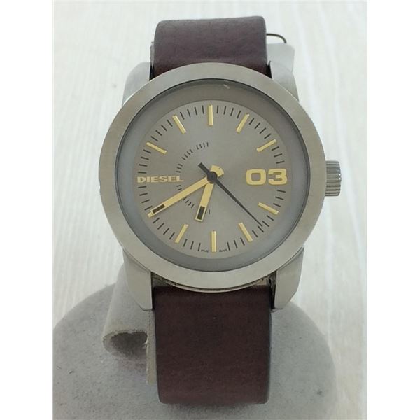 NEW DIESEL 46MM GREY DIAL LEATHER STRAP MSRP $219