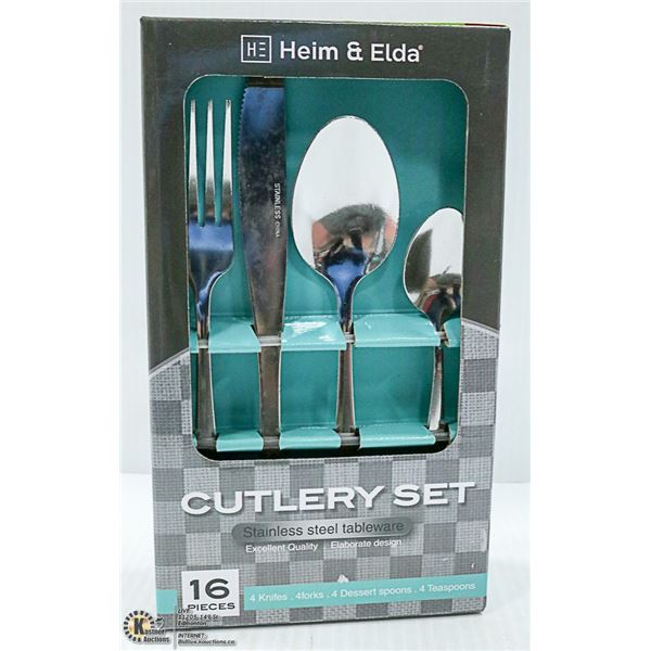 NEW HEIM & ELDA 16PC STAINLESS STEEL CUTLERY SET