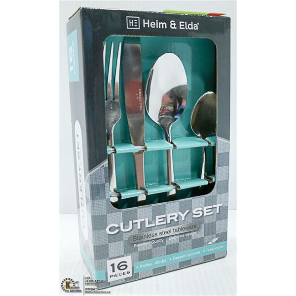 NEW HEIM & ELDA 16PC STAINLESS STEEL CUTLERY SET