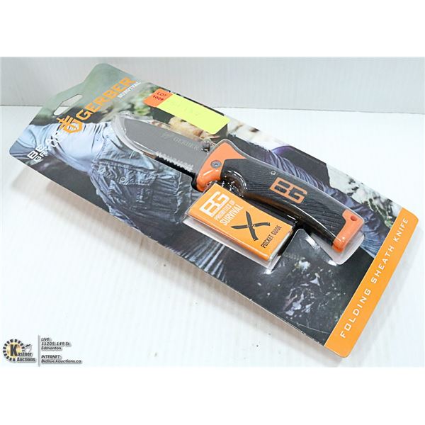 BEAR GRYLLS GERBER SURVIVAL FOLDING KNIFE W/SHEATH