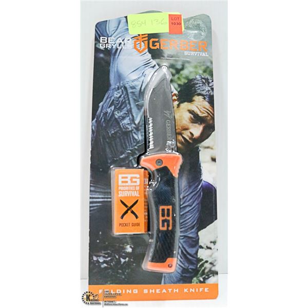 BEAR GRYLLS GERBER SURVIVAL FOLDING KNIFE W/SHEATH