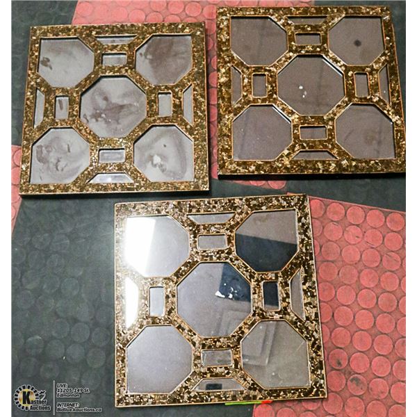 BRONZE 3 PIECE WALL MIRROR SET