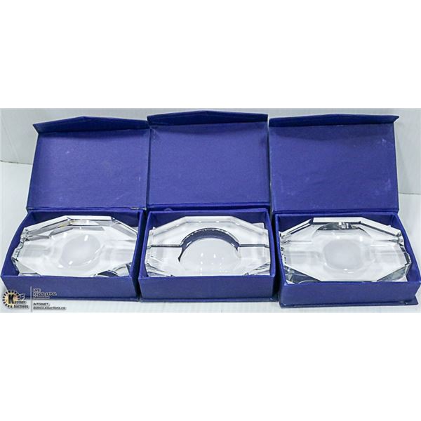 LOT OF 3 CRYSTAL CIGAR ASHTRAY ASH-CA-2C