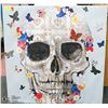 Image 1 : LARGE CANVAS WITH SKULL & BUTTERFLIES