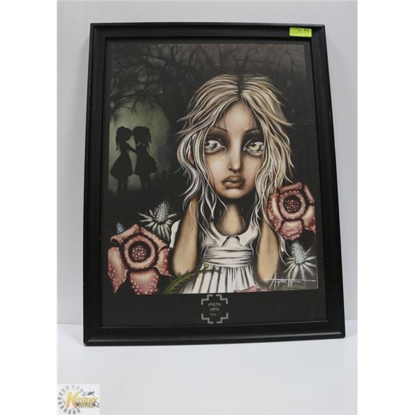 WOOD FRAMED FIGURATIVE ART - LITTLE GIRL