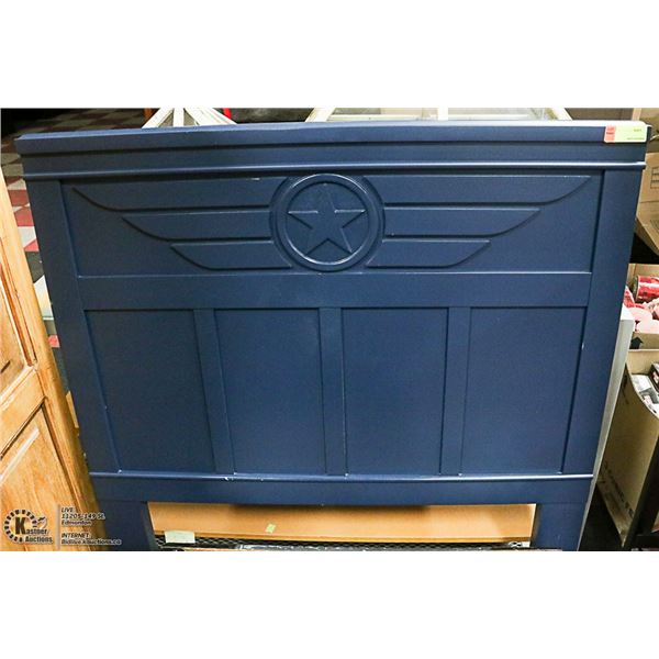 BLUE SINGLE SIZE HEADBOARD, 52" TALL